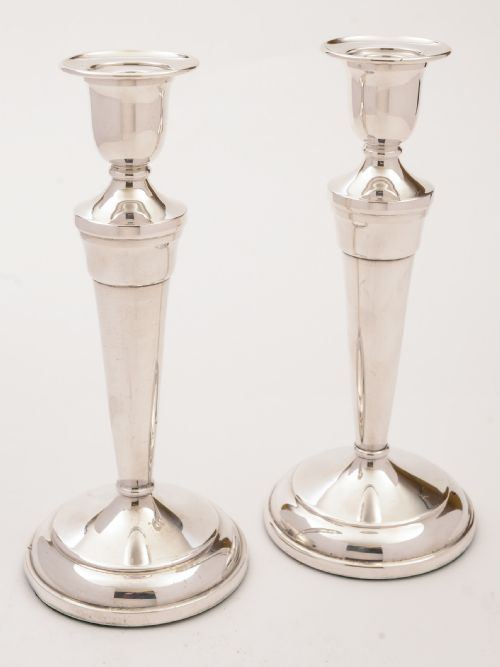 Pair of Art Deco Silver Plated Candlesticks Circa 1930
