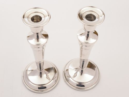 Pair of Art Deco Silver Plated Candlesticks Circa 1930