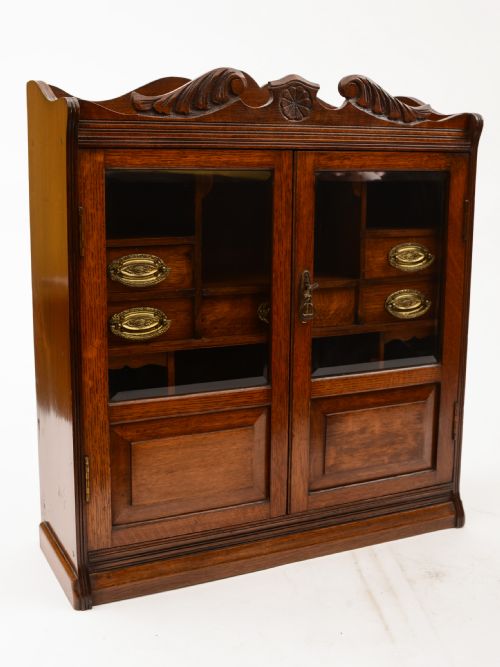 Edwardian Oak Collectors Cabinet Circa 1905