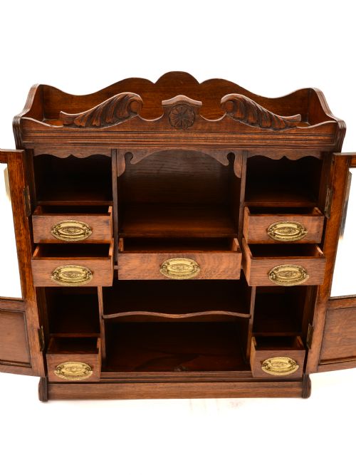Edwardian Oak Collectors Cabinet Circa 1905