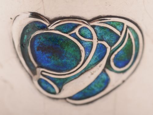 Edwardian Arts & Crafts Silver and Enamel Napkin Ring