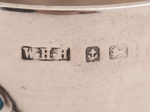 Edwardian Arts & Crafts Silver and Enamel Napkin Ring