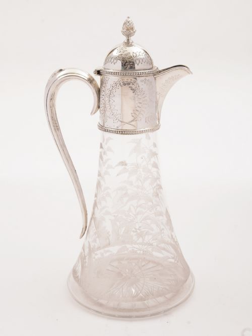 Edwardian Glass and Silver Plated Claret Jug Circa 1905