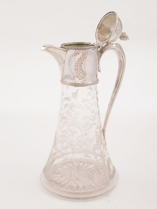 Edwardian Glass and Silver Plated Claret Jug Circa 1905