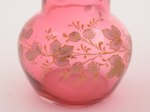 Cranberry Glass Cream and Sugar Set Circa 1905