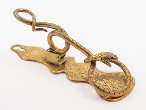 Egyptian Brass Snake Note Holder Circa 1900
