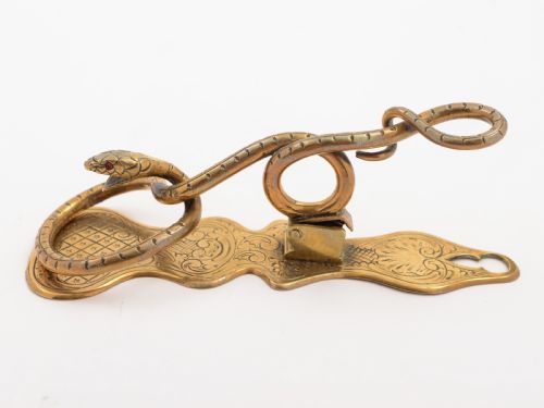 Egyptian Brass Snake Note Holder Circa 1900