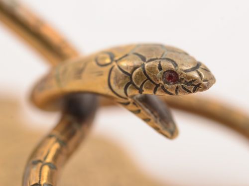 Egyptian Brass Snake Note Holder Circa 1900