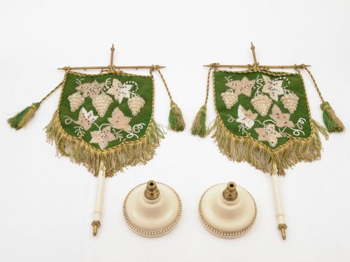 Pair of Victorian Beaded Face Fans Circa 1870
