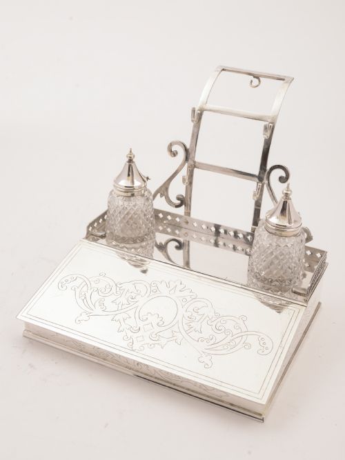 Victorian Silver Plated Ink Stand 1868