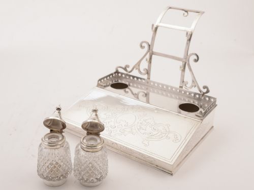 Victorian Silver Plated Ink Stand 1868