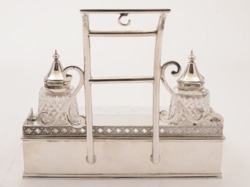 Victorian Silver Plated Ink Stand 1868