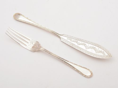 Cased Silver Plated 24 Piece Fish Set Circa 1905