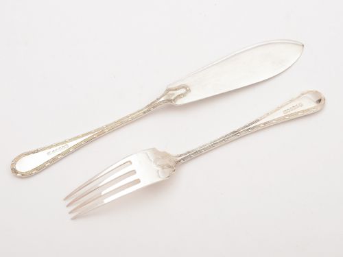 Cased Silver Plated 24 Piece Fish Set Circa 1905