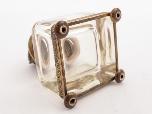 French Bronze Owl Topped Ink Pot Circa 1900