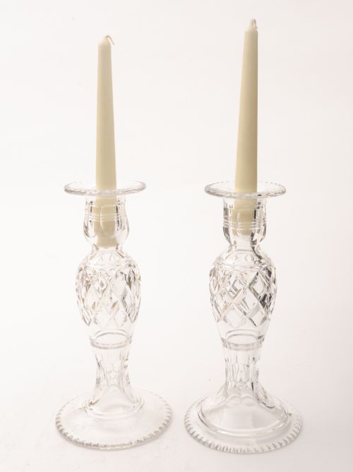 Pair of Large Cut Glass Candlesticks Circa 1920