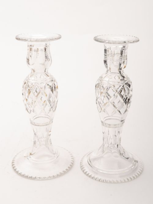 Pair of Large Cut Glass Candlesticks Circa 1920