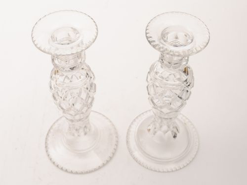 Pair of Large Cut Glass Candlesticks Circa 1920