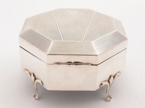 Art Deco Silver Jewellery Box Chester 1924
