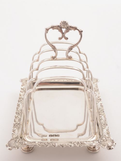 Victorian Silver Tray-Based Toast Rack Sheffield 1892