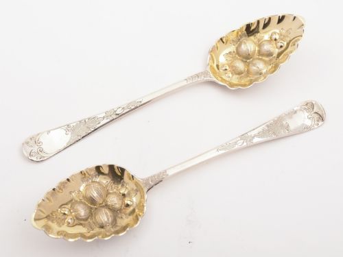 Pair of Georgian Silver Berry Spoons London 1810