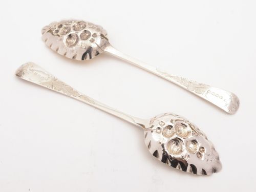 Pair of Georgian Silver Berry Spoons London 1810
