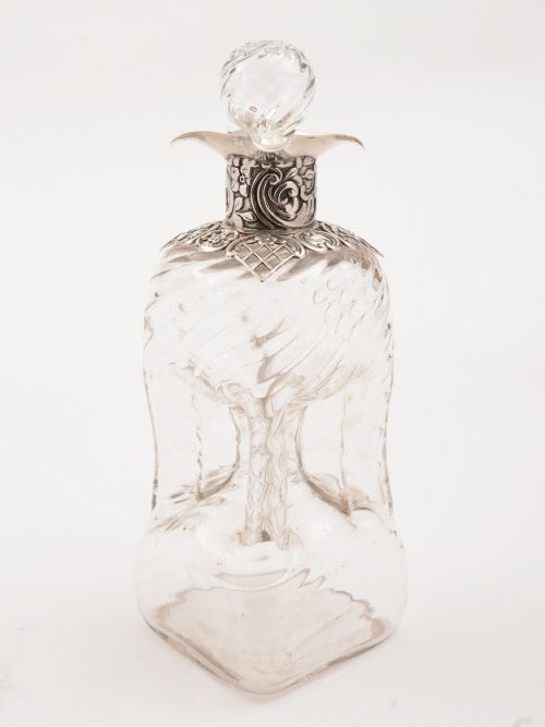 Victorian Silver Topped Glug Glug Decanter London 1895