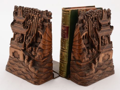 Pair of Carved Chinese Bookends Circa 1900