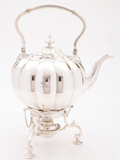 Victorian Silver Plated Tea Kettle On Stand Circa 1870