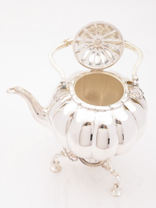 Victorian Silver Plated Tea Kettle On Stand Circa 1870