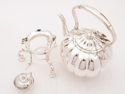 Victorian Silver Plated Tea Kettle On Stand Circa 1870