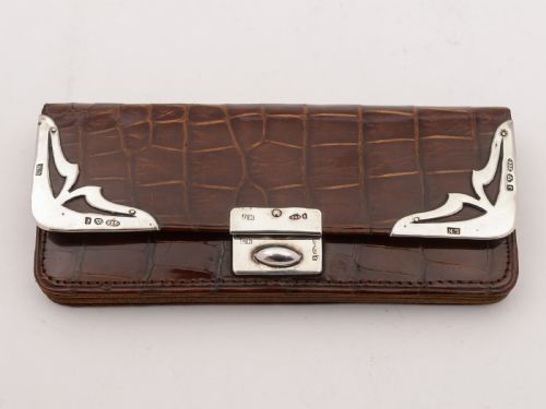 Edwardian Silver and Crocodile Purse Birmingham 1906