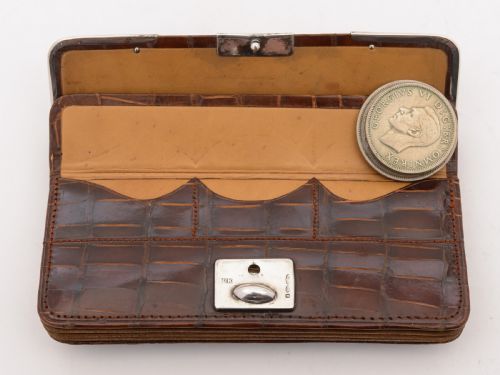 Edwardian Silver and Crocodile Purse Birmingham 1906