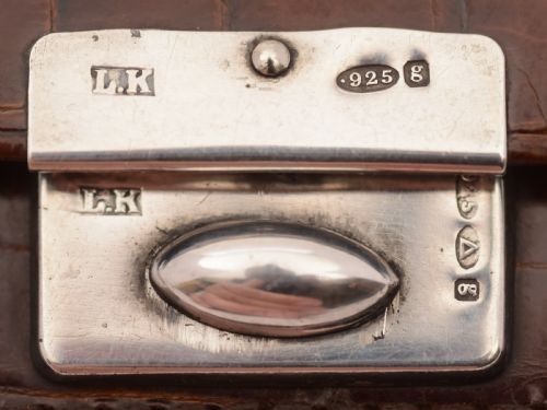 Edwardian Silver and Crocodile Purse Birmingham 1906