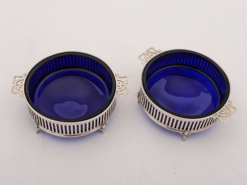 Pair of Silver Edwardian Butter Dishes Birmingham 1910