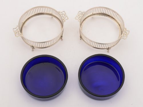 Pair of Silver Edwardian Butter Dishes Birmingham 1910