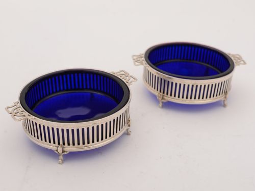 Pair of Silver Edwardian Butter Dishes Birmingham 1910