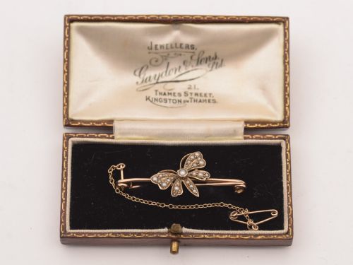 Edwardian Cased 9kt Gold Butterfly Brooch Circa 1905