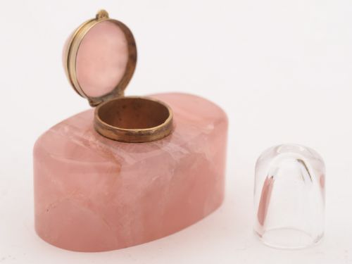 Rose Quartz Inkwell Circa 1910