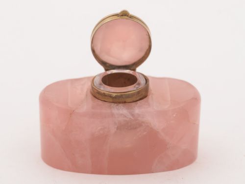 Rose Quartz Inkwell Circa 1910