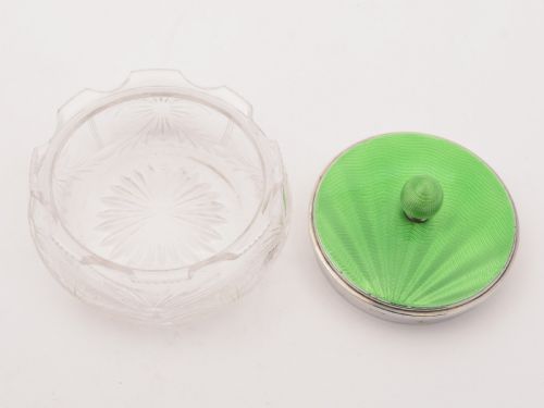 Art Deco Silver and Enamel Topped Jar 1934