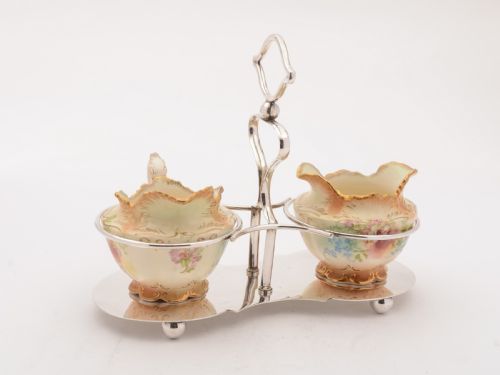 China Sugar Bowl and Jug in Stand Circa 1905