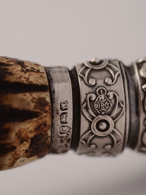 Large Silver and Antler Handled Magnifying Glass