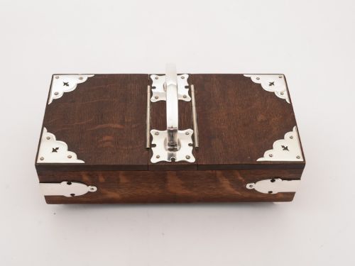 Victorian Oak and Silver Plated Cigar/Smokers Box