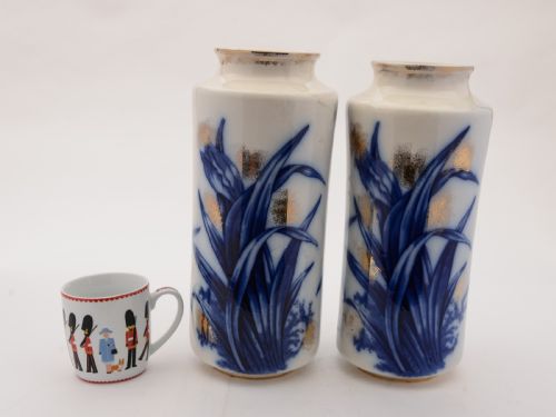 Pair of Edwardian Flow Blue Vases Circa 1905