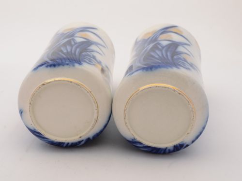 Pair of Edwardian Flow Blue Vases Circa 1905
