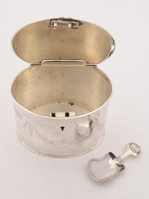Victorian Silver Plated Oval Tea Caddy Circa 1880