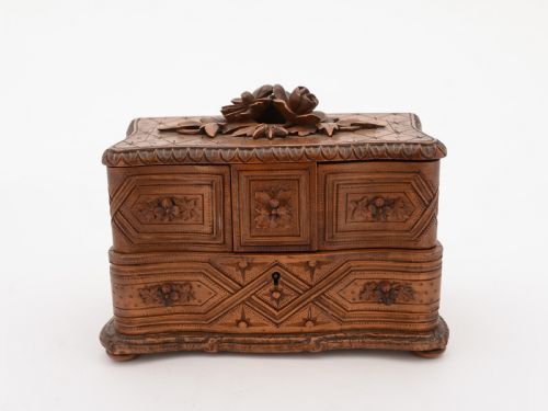 Carved Black Forest Jewellery Box Circa 1900