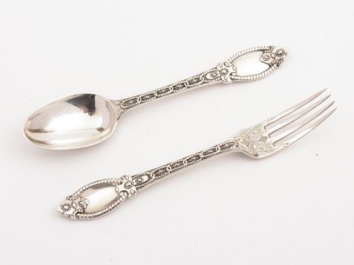 Victorian Cased Silver Christening Set London 1868
