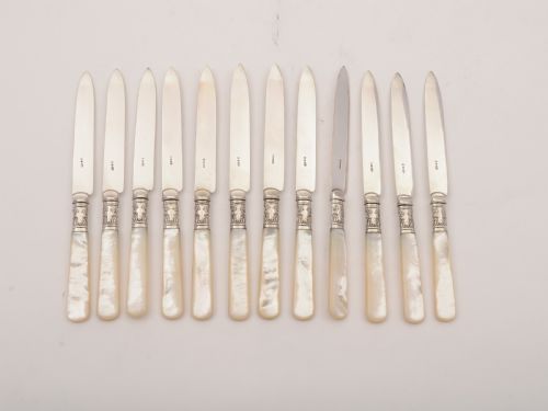 Cased Mother of Pearl and Silver Plated Dessert Set Circa 1905